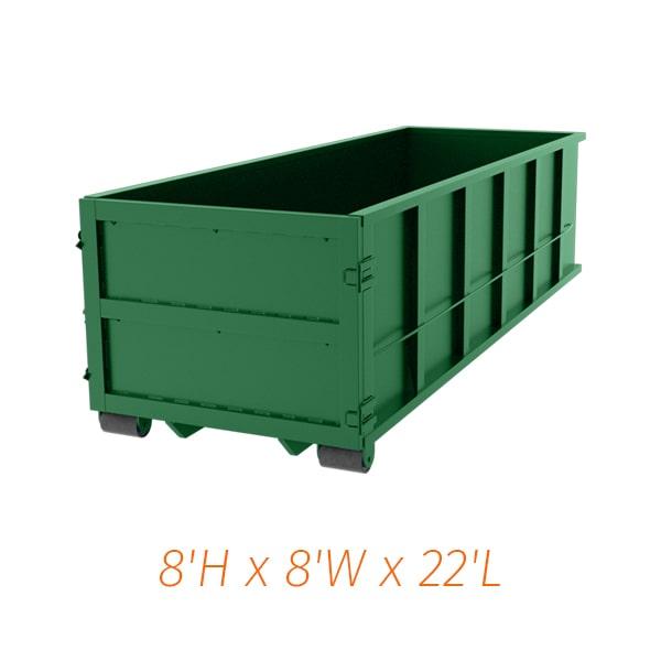 you can rent a 40-yard dumpster for a length of time that suits your needs, but typically rentals are for a week or two